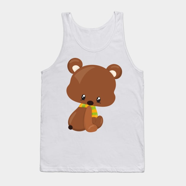 Cute Bear, Little Bear, Baby Bear, Bear With Scarf Tank Top by Jelena Dunčević